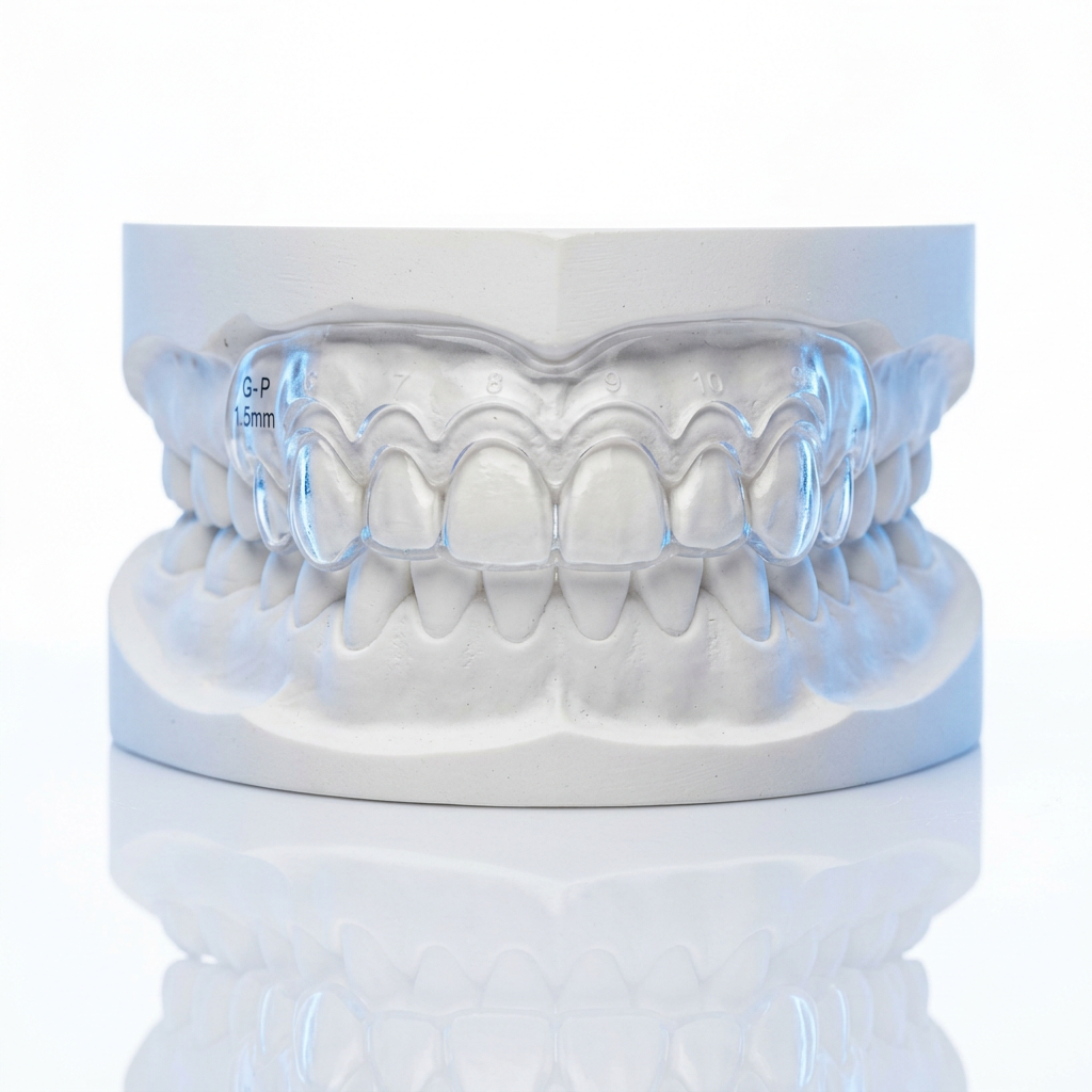 Guía transparente para gingivoplastia sobre modelo dental